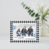 Zwarte witte buffelboorgaansteker en neusvlokken briefkaart (Staand voorkant)