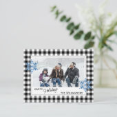 Zwarte witte buffelboorgaansteker en neusvlokken briefkaart (Staand voorkant)