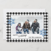 Zwarte witte buffelboorgaansteker en neusvlokken feestdagenkaart (Voorkant)