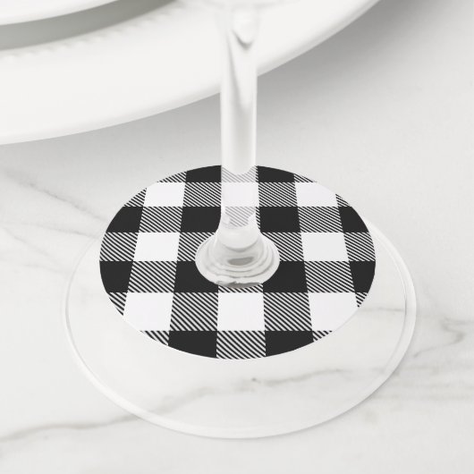 Zwarte witte buffelplaat met testband wijnglaslabel (Dichtbij)