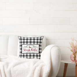 Zwarte witte buffelplaat - rendierSleigh Ride Kussen