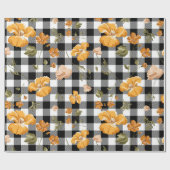 Zwarte witte buffels en gele bloemen cadeaupapier (Vlak)