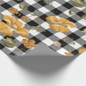 Zwarte witte buffels en gele bloemen cadeaupapier (Hoek)