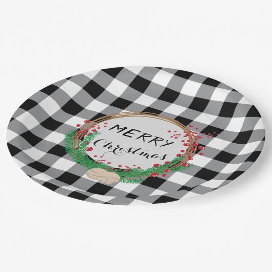 Zwarte witte buffels met kerstpapier, Borden Papieren Bordje (Gekanteld)