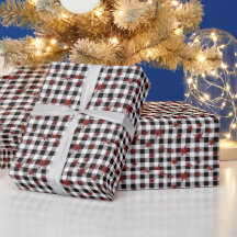 Zwarte witte buffels met rode glitter Snowflakes