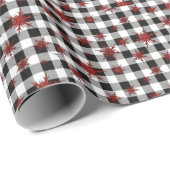 Zwarte witte buffels met rode glitter Snowflakes Cadeaupapier (Rol Hoek)