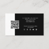 Zwarte Witte Business Logo QR Code Loyalty Visitekaartje (Achterkant)