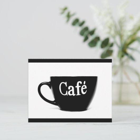 ZWARTE WITTE CAFE COFFEE MOK MORNING BEVERAGE LOGO BRIEFKAART (Staand voorkant)