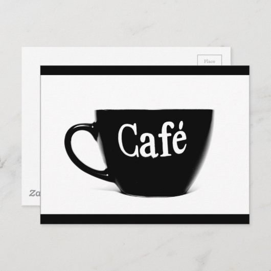 ZWARTE WITTE CAFE COFFEE MOK MORNING BEVERAGE LOGO BRIEFKAART (Voorkant / Achterkant)