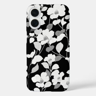 ZWARTE WITTE CAMELLIAS, LAAT donkere Floral iPhone 16 Hoesje