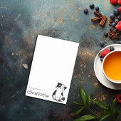 Zwarte witte cartoon kat naam post-it® notes