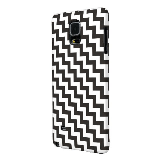 Zwarte witte Chevrons Samsun Galaxy Noot 4 Hoesje (Achterkant Links)