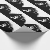 Zwarte witte chimpansee cadeaupapier (Hoek)