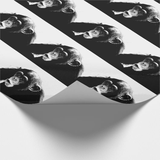 Zwarte witte chimpansee cadeaupapier (Hoek)