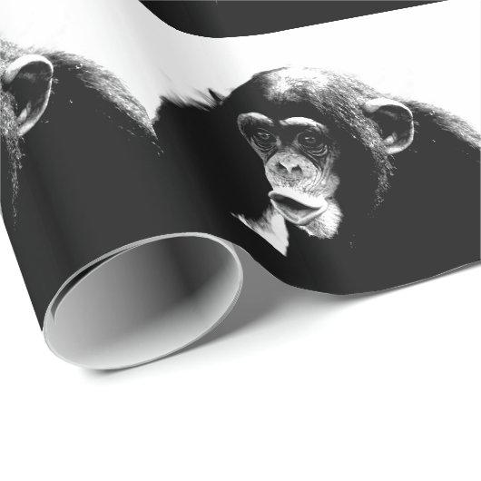 Zwarte witte chimpansee cadeaupapier (Rol Hoek)