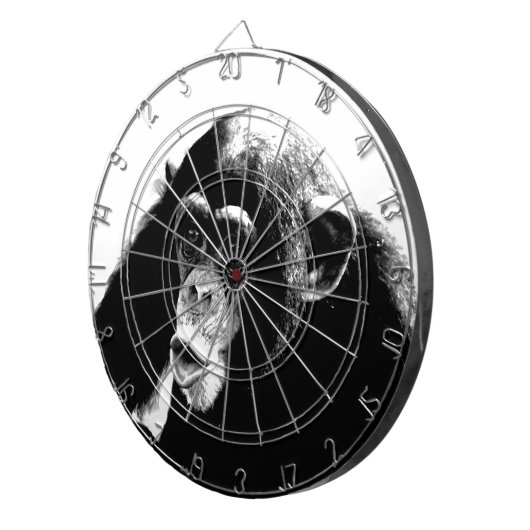 Zwarte witte chimpansee dartbord (Voorkant Rechts)