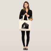 Zwarte witte chimpansee grote tote bag (Voorkant (model))