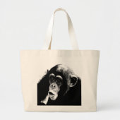Zwarte witte chimpansee grote tote bag (Voorkant)