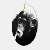 Zwarte witte chimpansee keramisch ornament (Links)