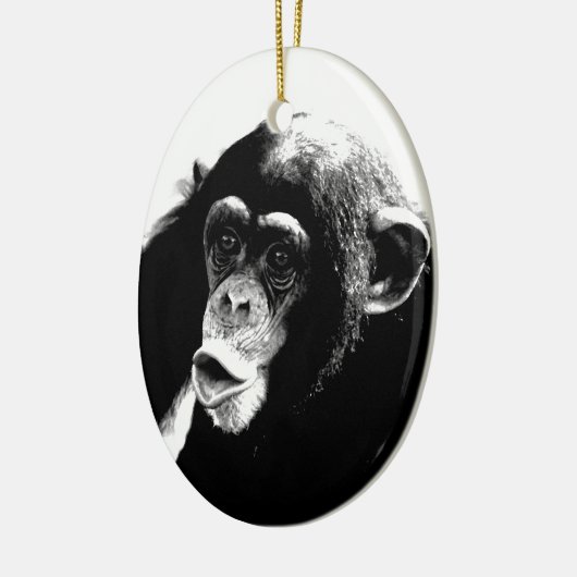 Zwarte witte chimpansee keramisch ornament (Links)