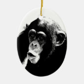 Zwarte witte chimpansee keramisch ornament (Voorkant)