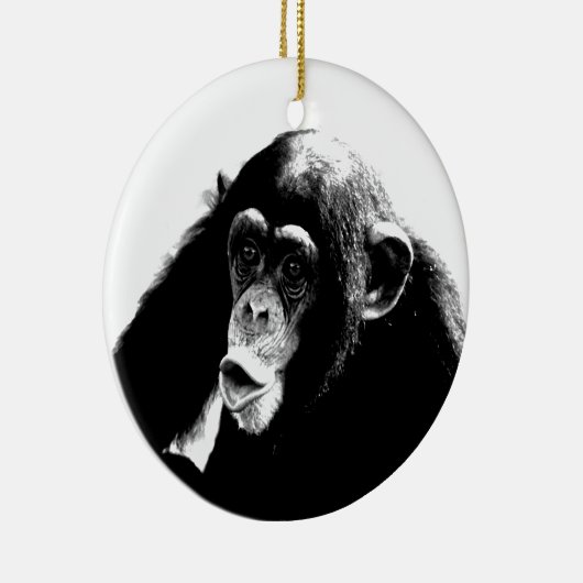Zwarte witte chimpansee keramisch ornament (Rechts)