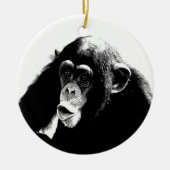 Zwarte witte chimpansee keramisch ornament (Voorkant)
