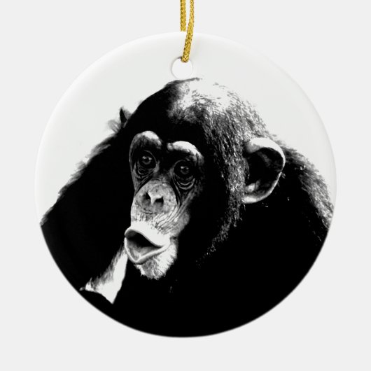 Zwarte witte chimpansee keramisch ornament (Voorkant)