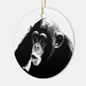 Zwarte witte chimpansee keramisch ornament (Links)