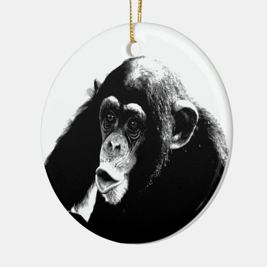 Zwarte witte chimpansee keramisch ornament (Links)