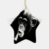 Zwarte witte chimpansee keramisch ornament (Rechts)