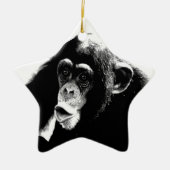 Zwarte witte chimpansee keramisch ornament (Voorkant)