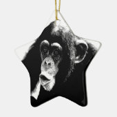 Zwarte witte chimpansee keramisch ornament (Links)