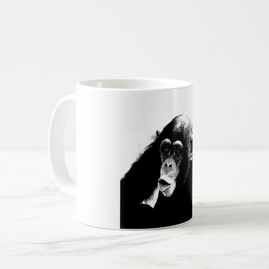 Zwarte witte chimpansee koffiemok (Voorkant links)