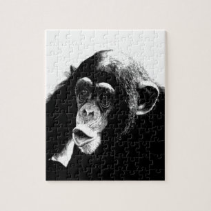 Zwarte witte chimpansee legpuzzel
