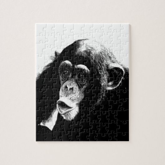 Zwarte witte chimpansee legpuzzel (Verticaal)