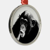 Zwarte witte chimpansee metalen ornament (Rechts)