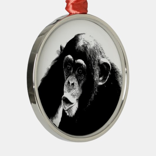 Zwarte witte chimpansee metalen ornament (Rechts)