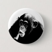 Zwarte witte chimpansee ronde button 5,7 cm (Voorkant)