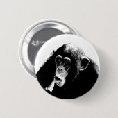 Zwarte witte chimpansee ronde button 5,7 cm (Voorkant /achterkant)