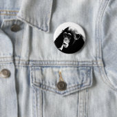 Zwarte witte chimpansee ronde button 5,7 cm (In situ)