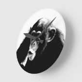 Zwarte witte chimpansee ronde klok (Hoek)