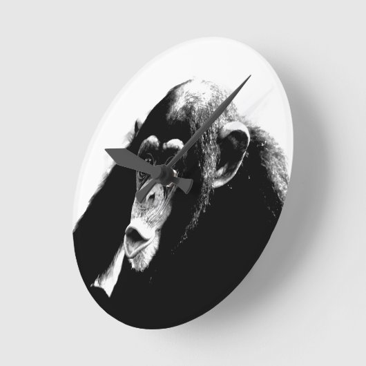 Zwarte witte chimpansee ronde klok (Hoek)