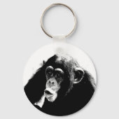 Zwarte witte chimpansee sleutelhanger (Voorkant)