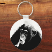 Zwarte witte chimpansee sleutelhanger (Voorkant)