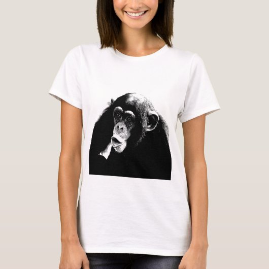 Zwarte witte chimpansee t-shirt (Voorkant)