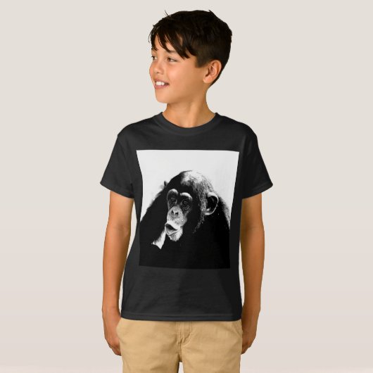 Zwarte witte chimpansee t-shirt (Voorkant volledig)