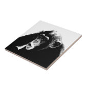 Zwarte witte chimpansee tegeltje (Zijkant)