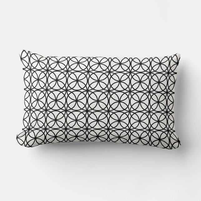 Zwarte Witte Cirkel Geometrisch Patroon Chic Kussen (Voorkant)