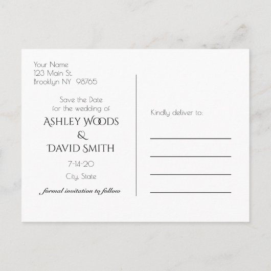 Zwarte witte cirkel sparen de Datum Uitnodiging Briefkaart (Achterkant)